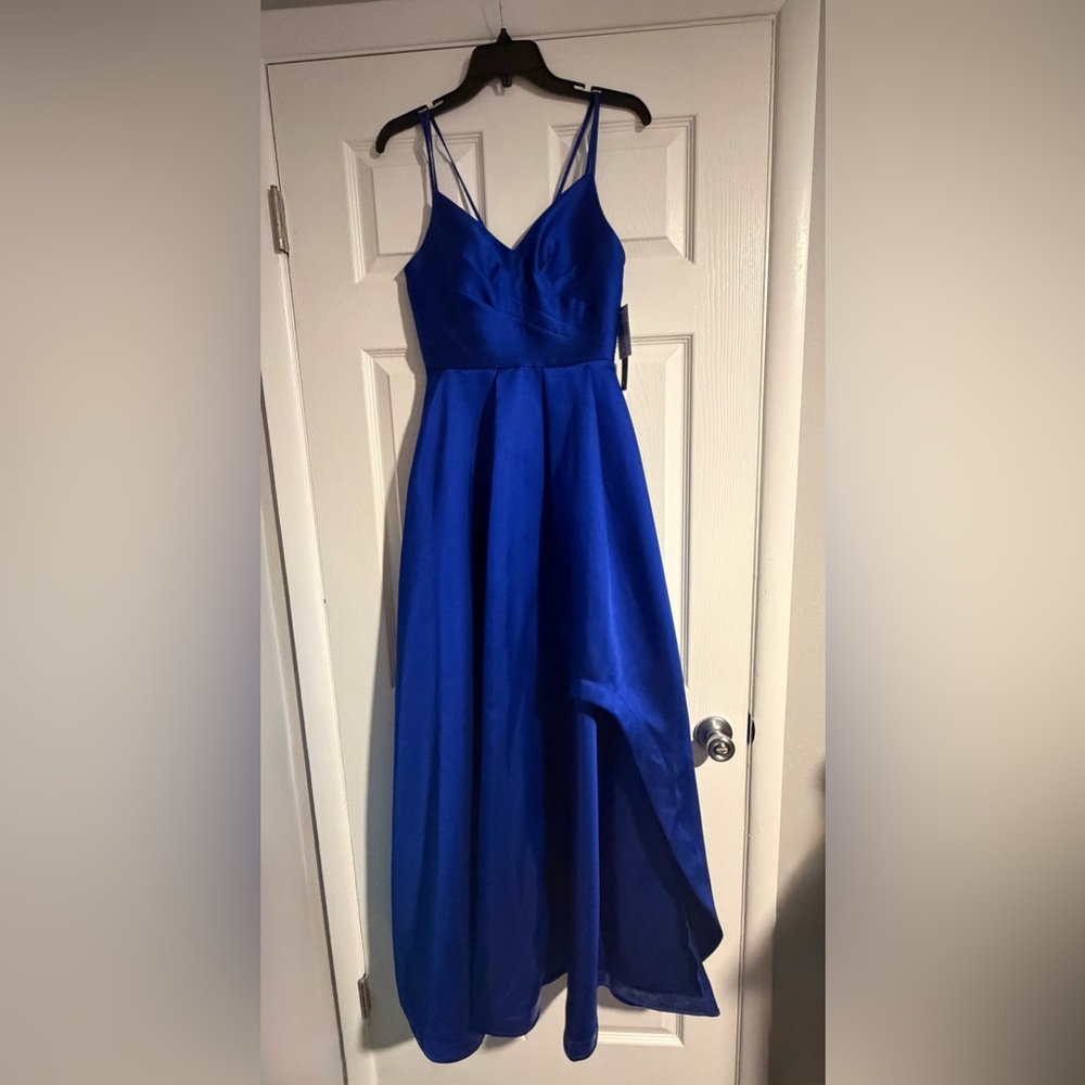 Royal Blue A-Line Satin Dress. (NWT) My Michelle, size 1